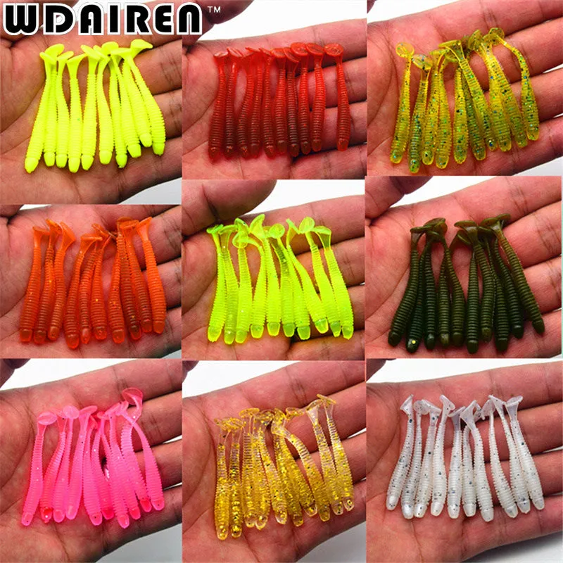 10Pcs/Lot 0.7g/5cm Lures Soft Bait 9 colors fishing lure Soft lures Fishing bait silicone bait Worms fishing lure with salt