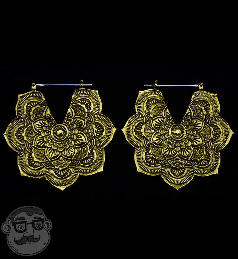 14G Mandala Brass Earrings - Weights