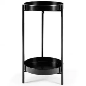 2 Tier Mid Century Modern Metal Plant Stand-Black