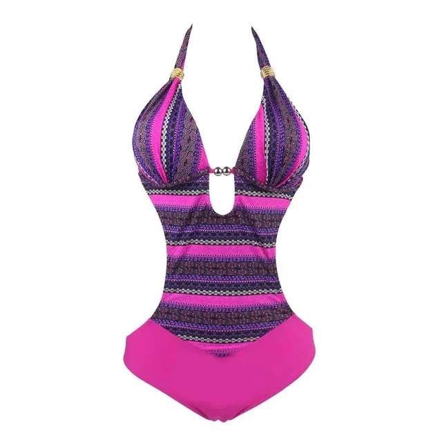 2017 Hot Sale Swimwear Women Vintage Retro One Piece Swimsuit Womens Sexy Ethnic Tribal Geometric Monokini Swimwear Bathing Suit