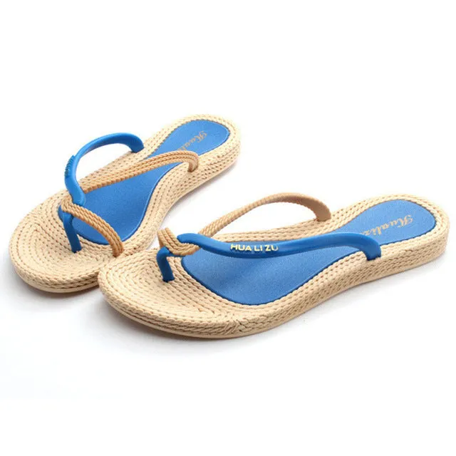 2017 New Fashion Sandalias Women Shoes Flip Flops  Beach Summer Shoes Flats Female Woman  Green Beige Sandals Sapato Feminino