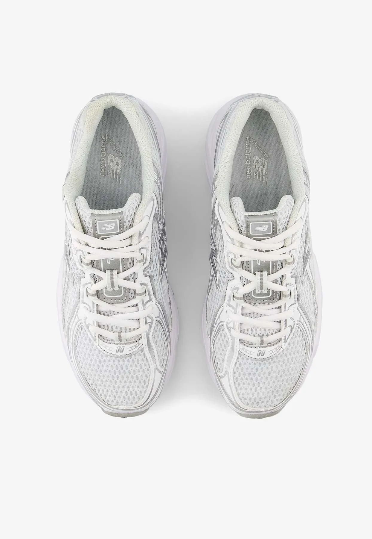 740 Low-Top Sneakers in White with Silver Metallic and Reflection