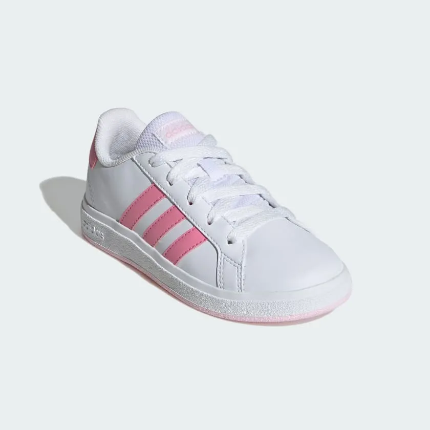 ADIDAS KID'S GRAND COURT 2.0 SIZES 4-7 WHITE/PINK SHOES