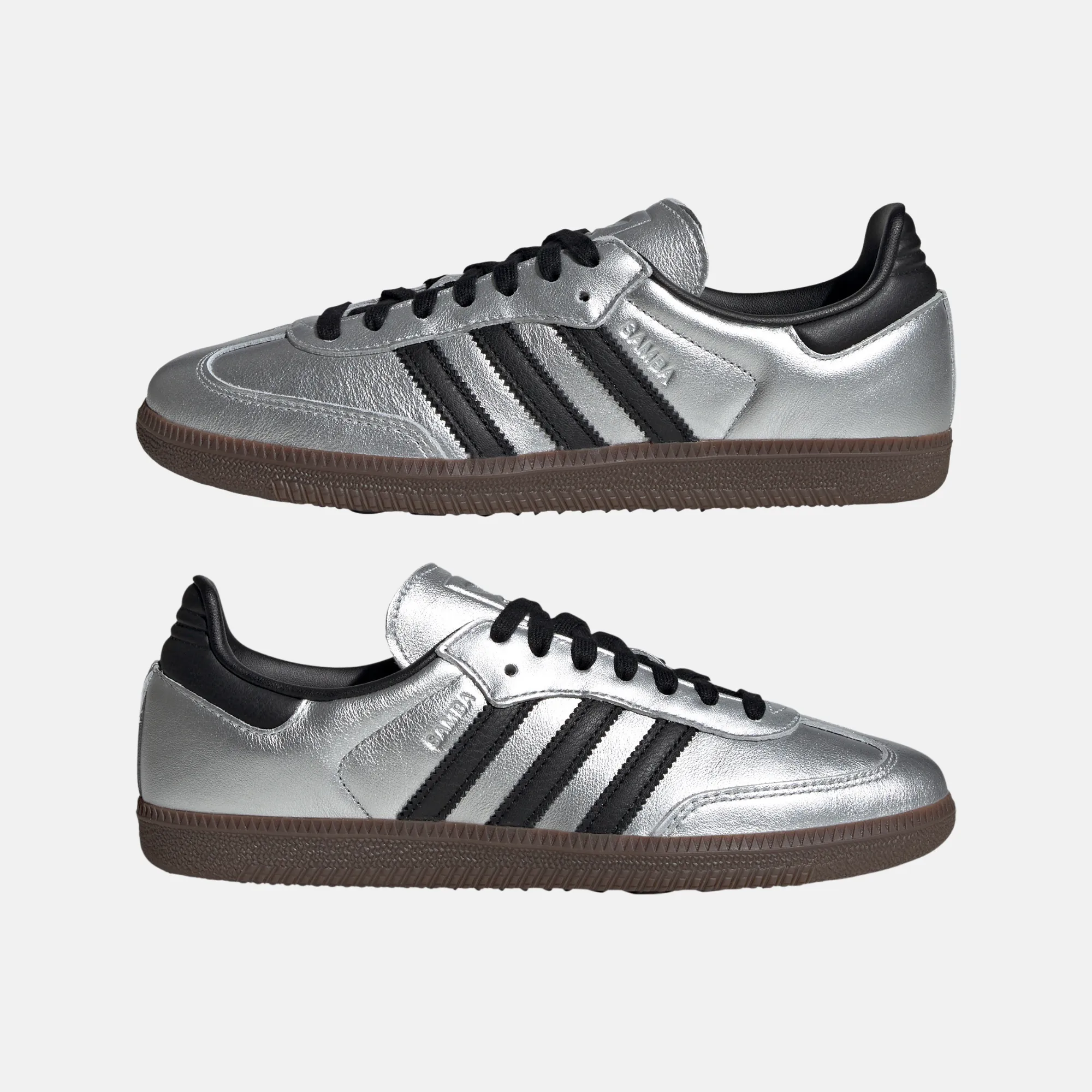 Adidas Women's Samba OG Silver Metallic Black Gum