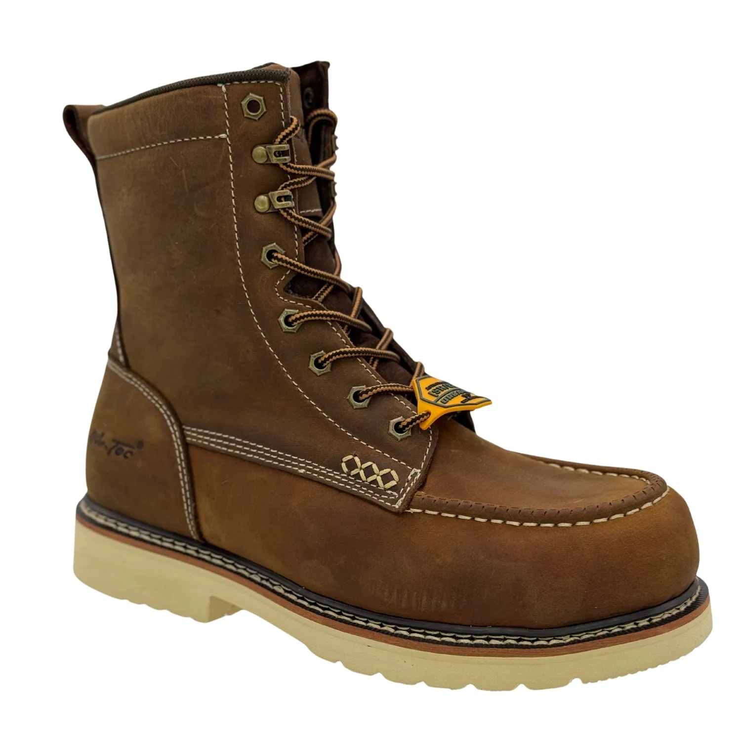 AdTec Mens Apex 6in SR Comp Toe Tumbled Brown Leather Work Boots