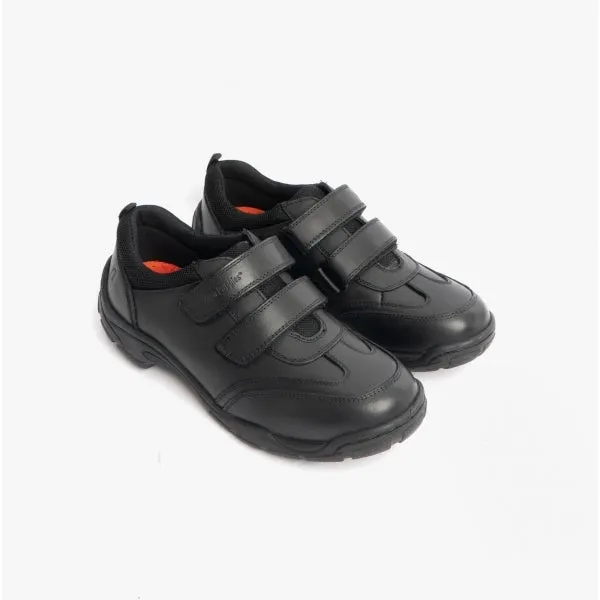 ALEC Boys Leather School Shoes Black