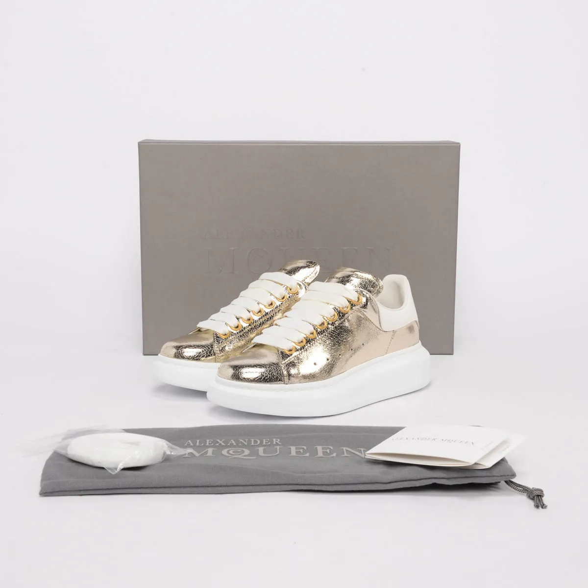 Alexander McQueen Gold Exaggerated Sole Sneakers 36