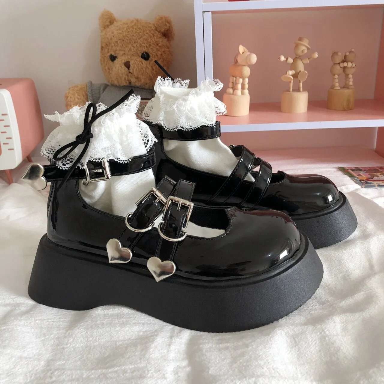 Amozae-  Sweet and cute leather shoes female Mary Jane thick-soled 5CM Japanese lolita shoes 2024 spring and autumn thin jk shoes green