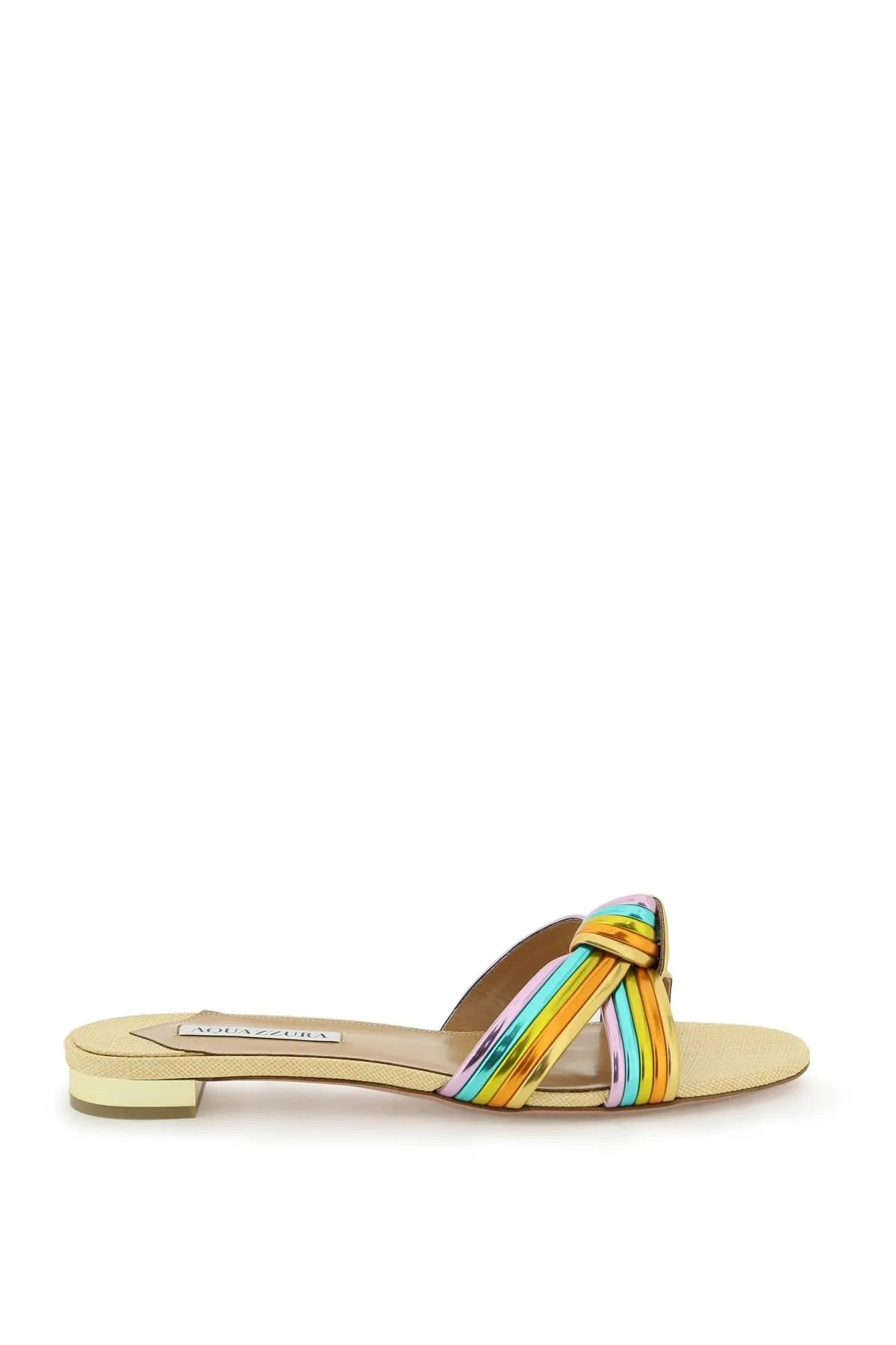 Aquazzura raffia &amp, leather slides