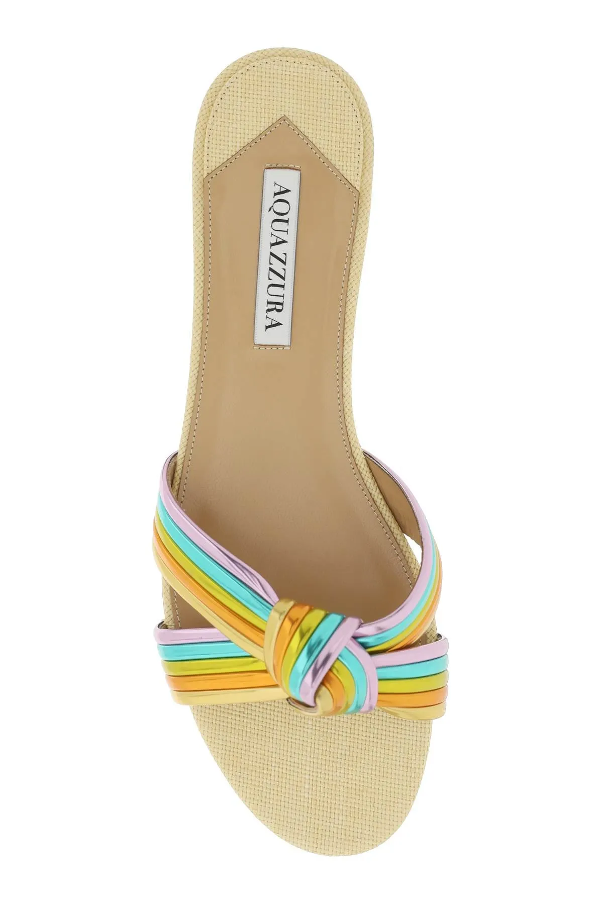 Aquazzura raffia &amp, leather slides