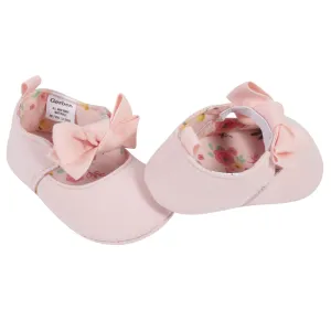 Baby Girls Pink Bow Jersey Shoes