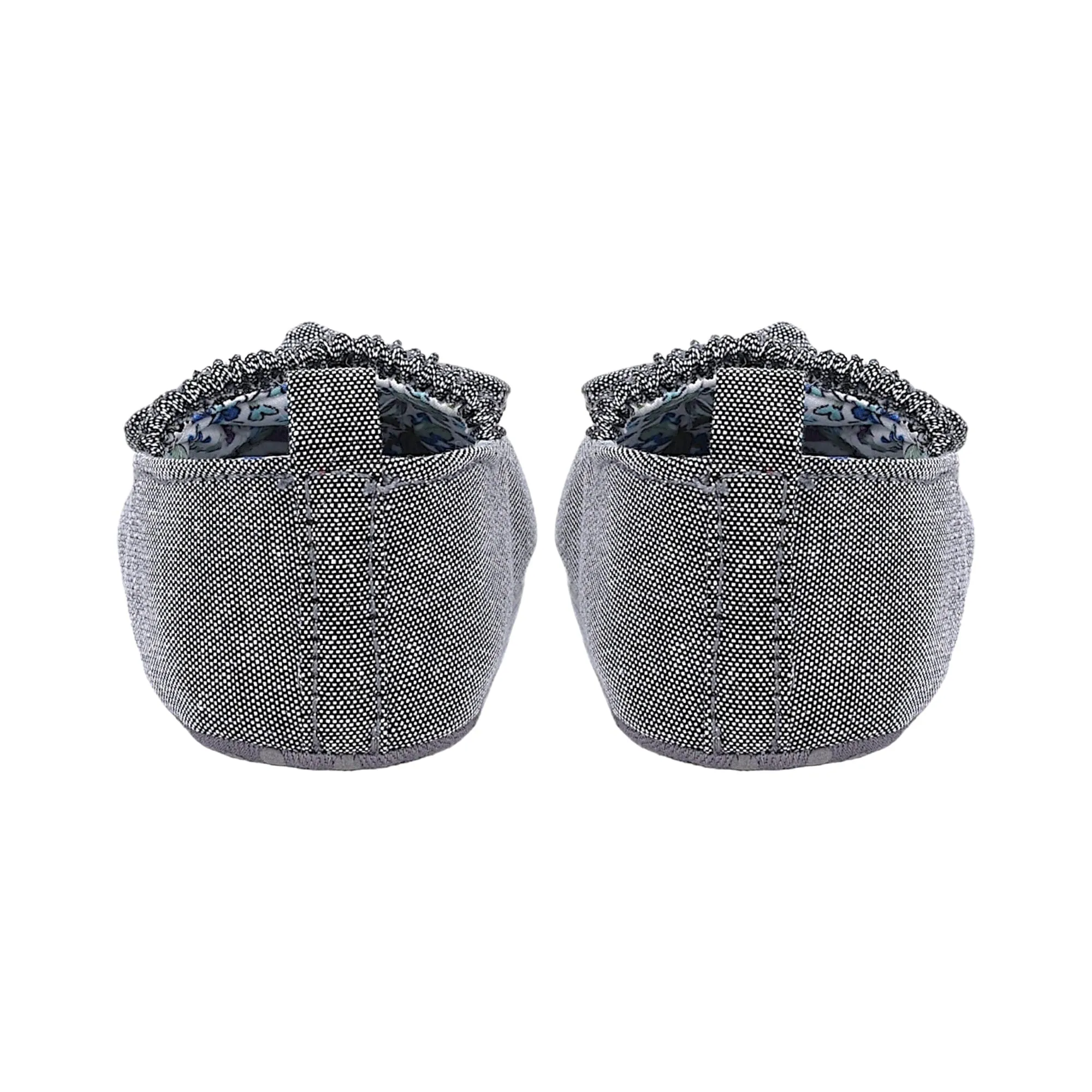 Baby Moo Bow Knot Elastic Strap First Walkers Anti-Skid Ballerina Booties - Grey