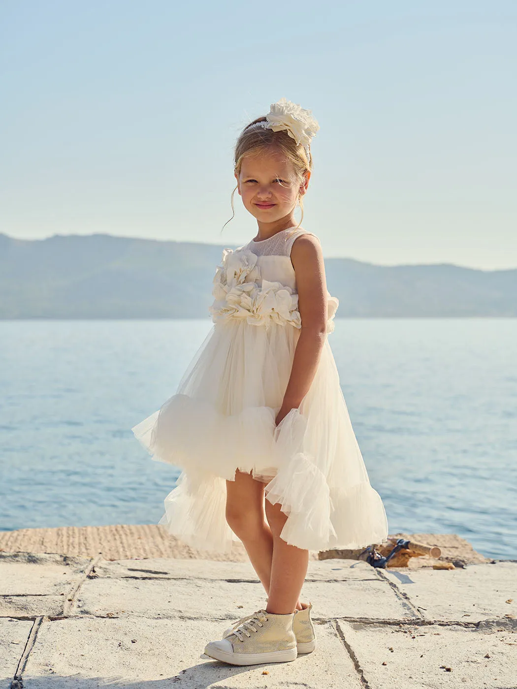 Baptismal asymmetrical tulle dress - MARISOL