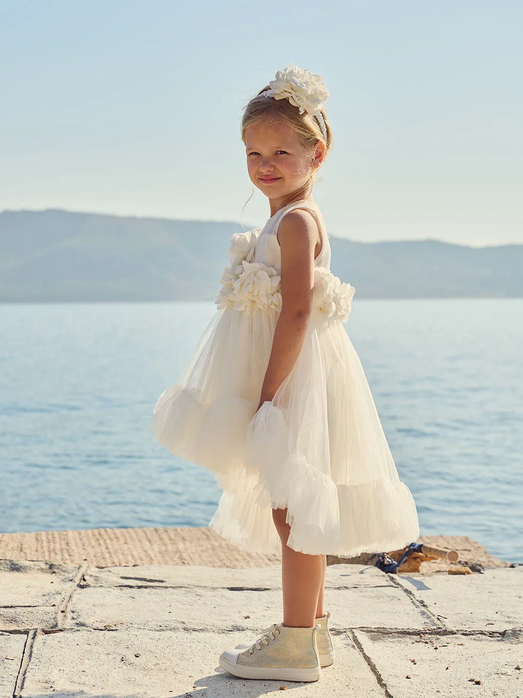 Baptismal asymmetrical tulle dress - MARISOL