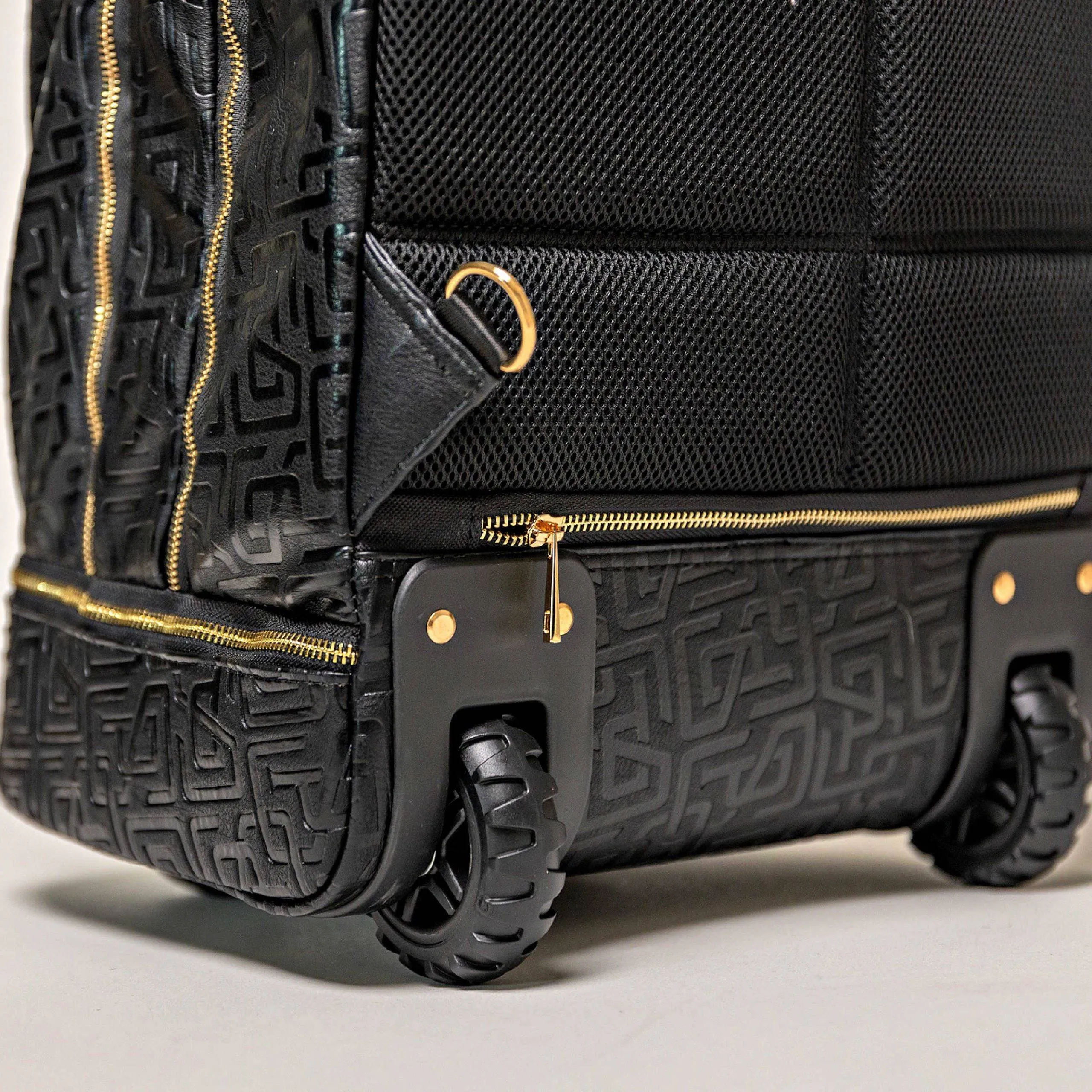 Black Monogram Leather Signature Roller Bag