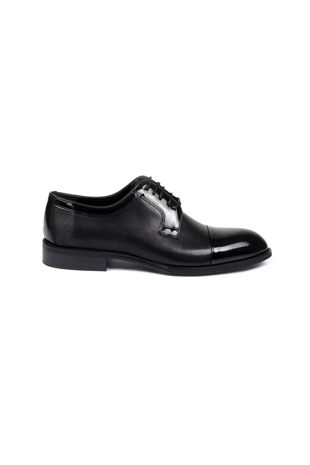 Black Patent Leather Lace-Up Tuxedo Shoes