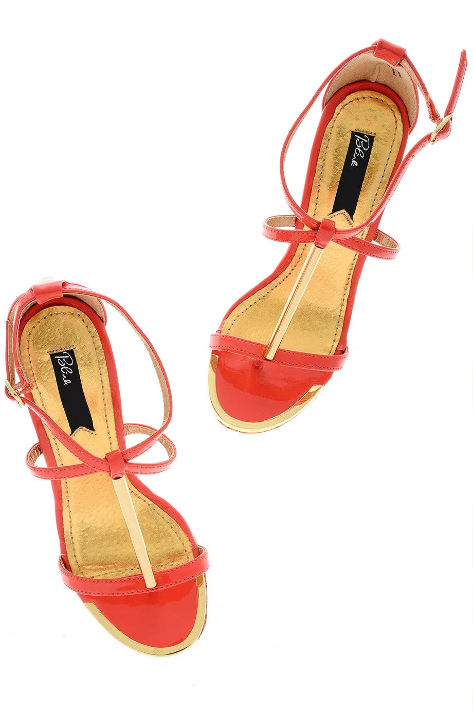 BLINK WINONA Coral Patent Cork Wedges