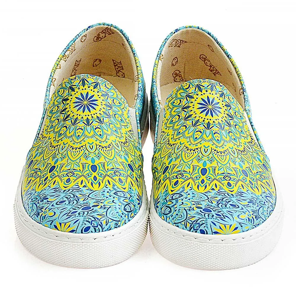 Blue and Yellow Pattern Sneaker Shoes WVN4038