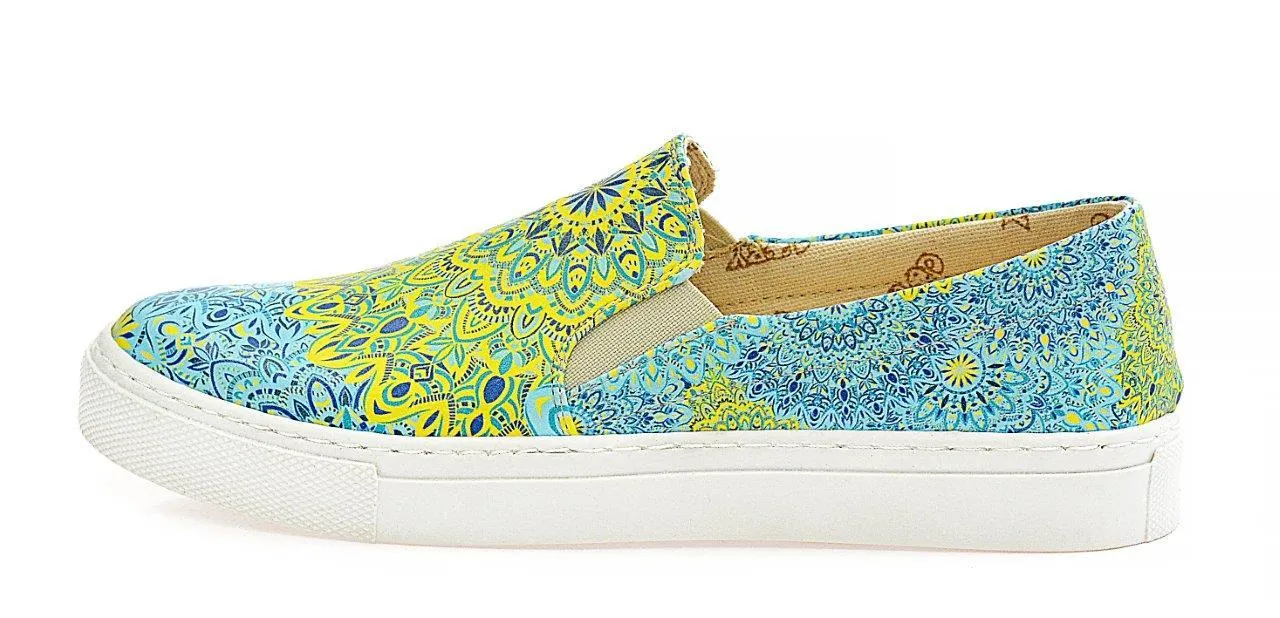 Blue and Yellow Pattern Sneaker Shoes WVN4038