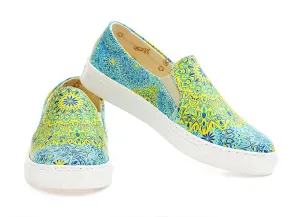 Blue and Yellow Pattern Sneaker Shoes WVN4038