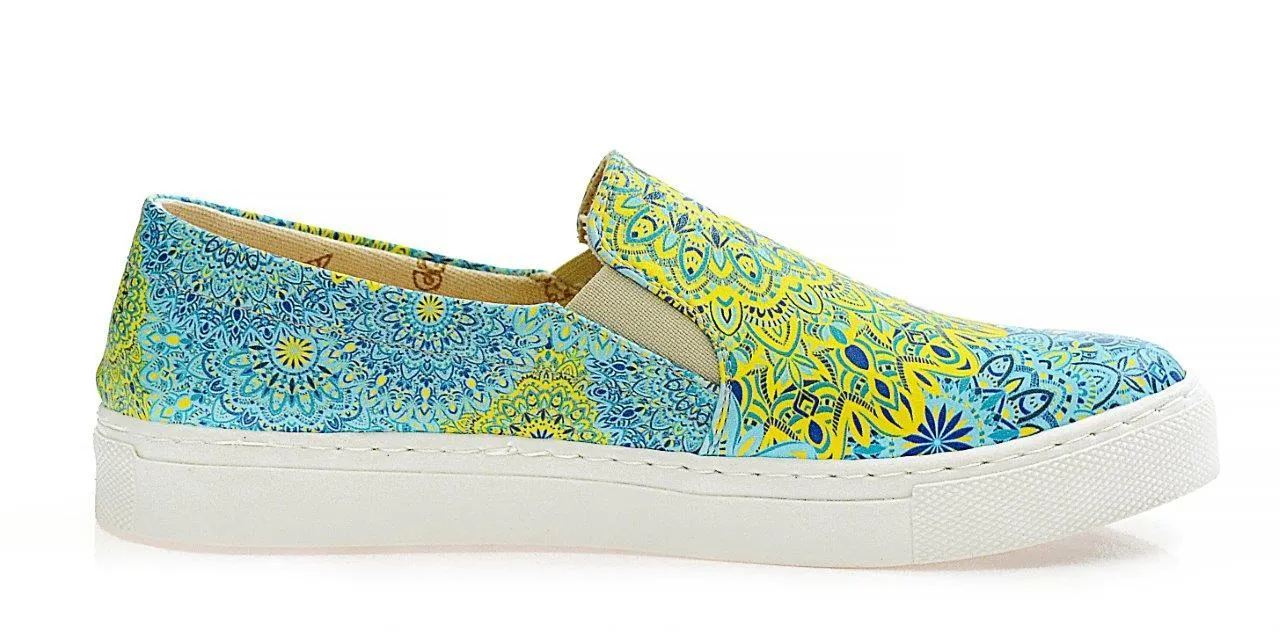 Blue and Yellow Pattern Sneaker Shoes WVN4038