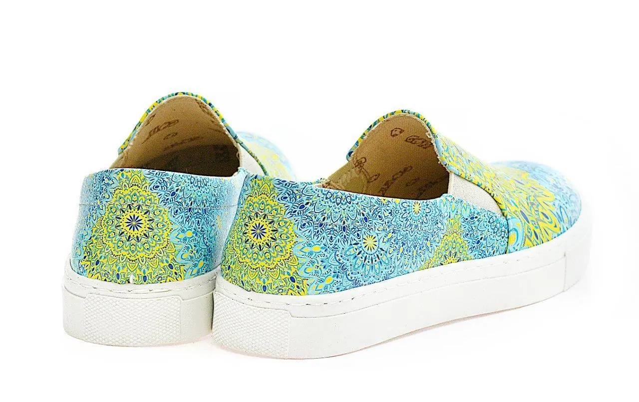 Blue and Yellow Pattern Sneaker Shoes WVN4038