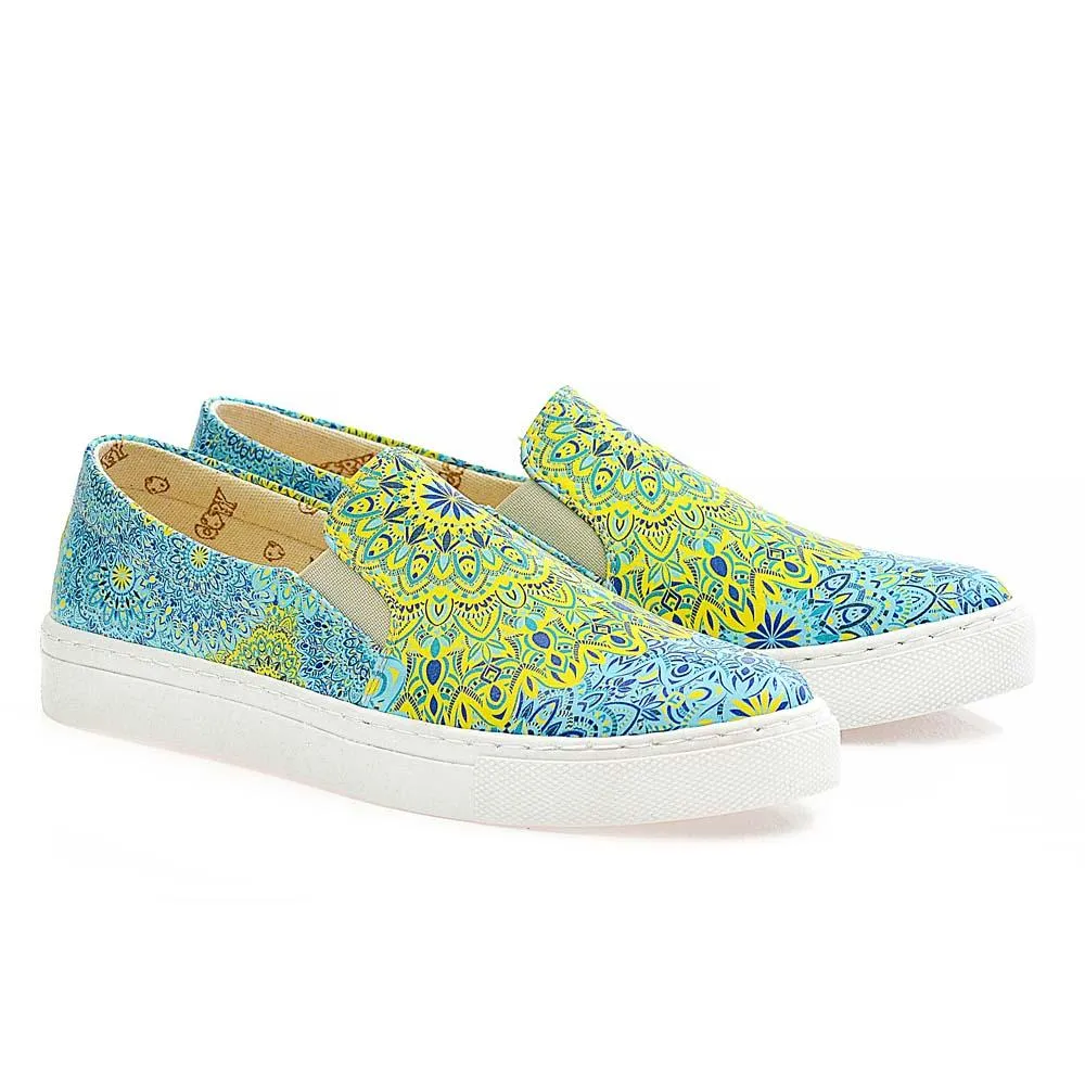 Blue and Yellow Pattern Sneaker Shoes WVN4038