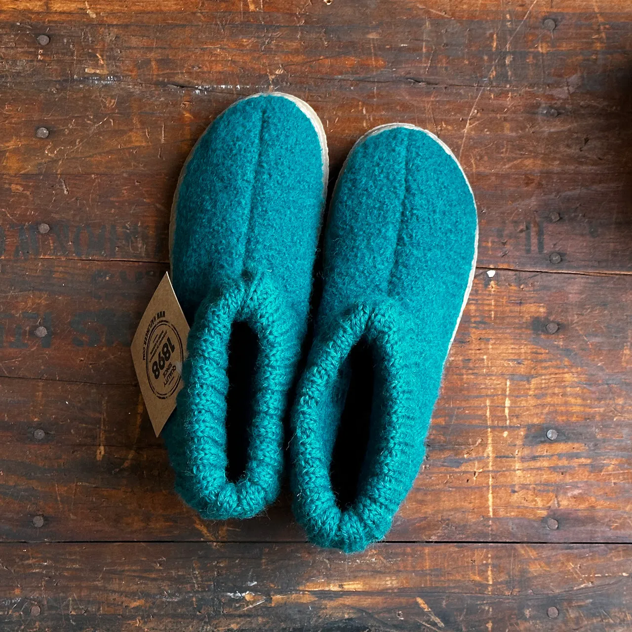 Boiled Wool Slipper Boots - Toni - Teal (Kids 23-35)