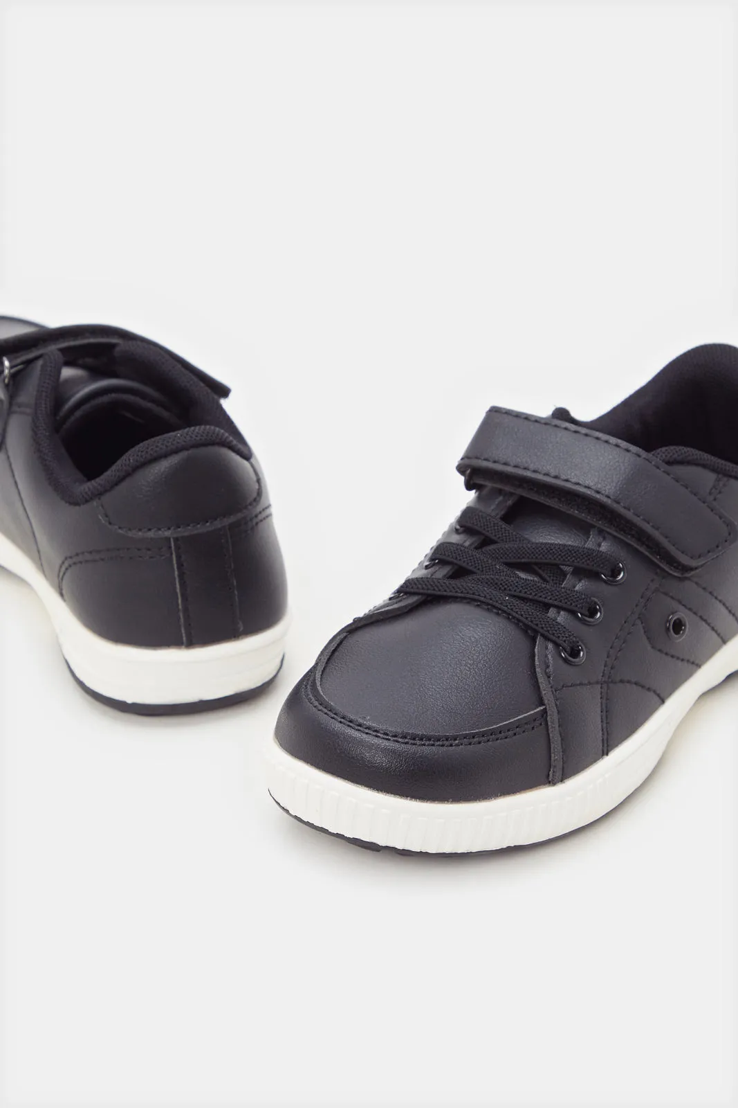 Boys Black Plain Sneakers