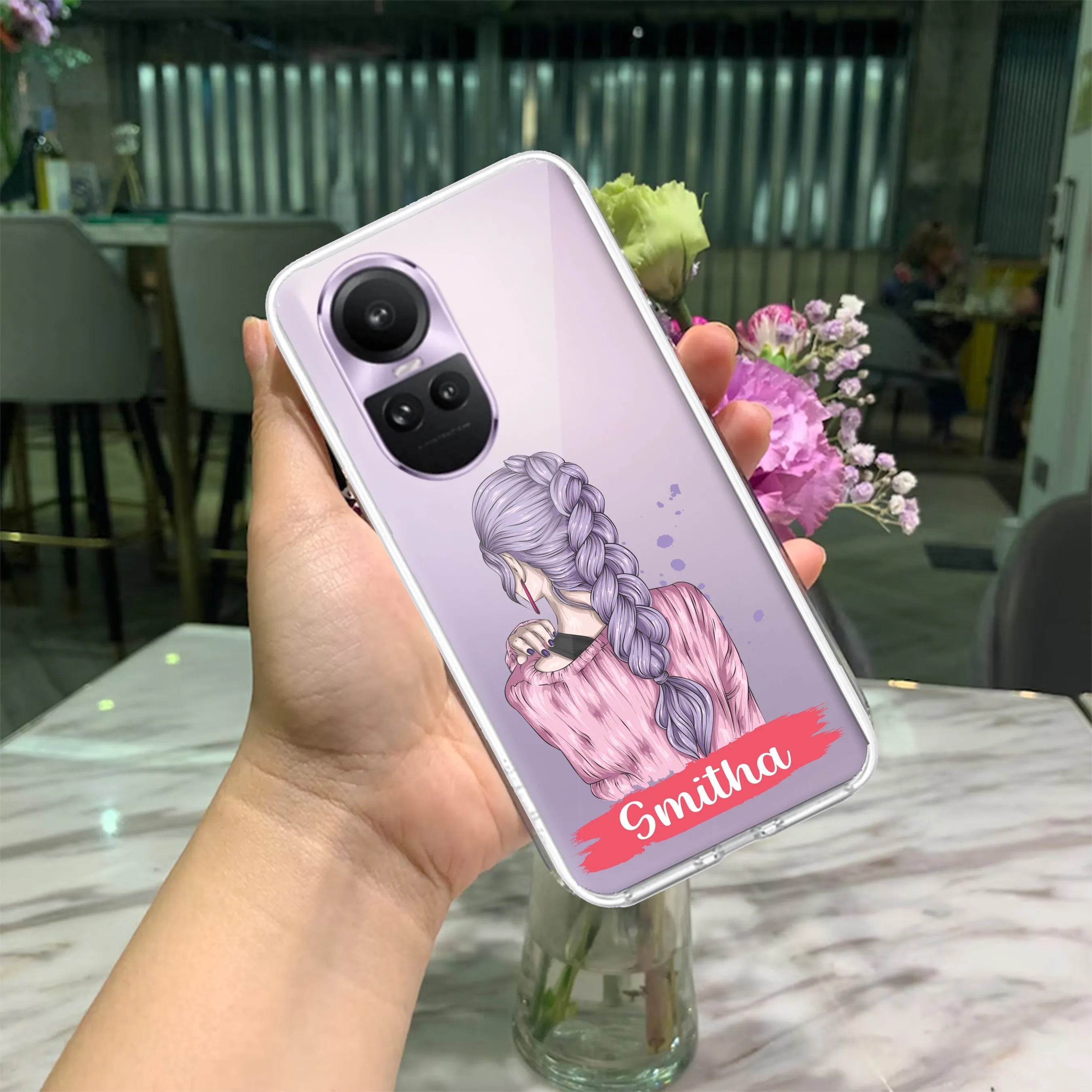 Braid Girl Customize Transparent Silicon Case For Oppo