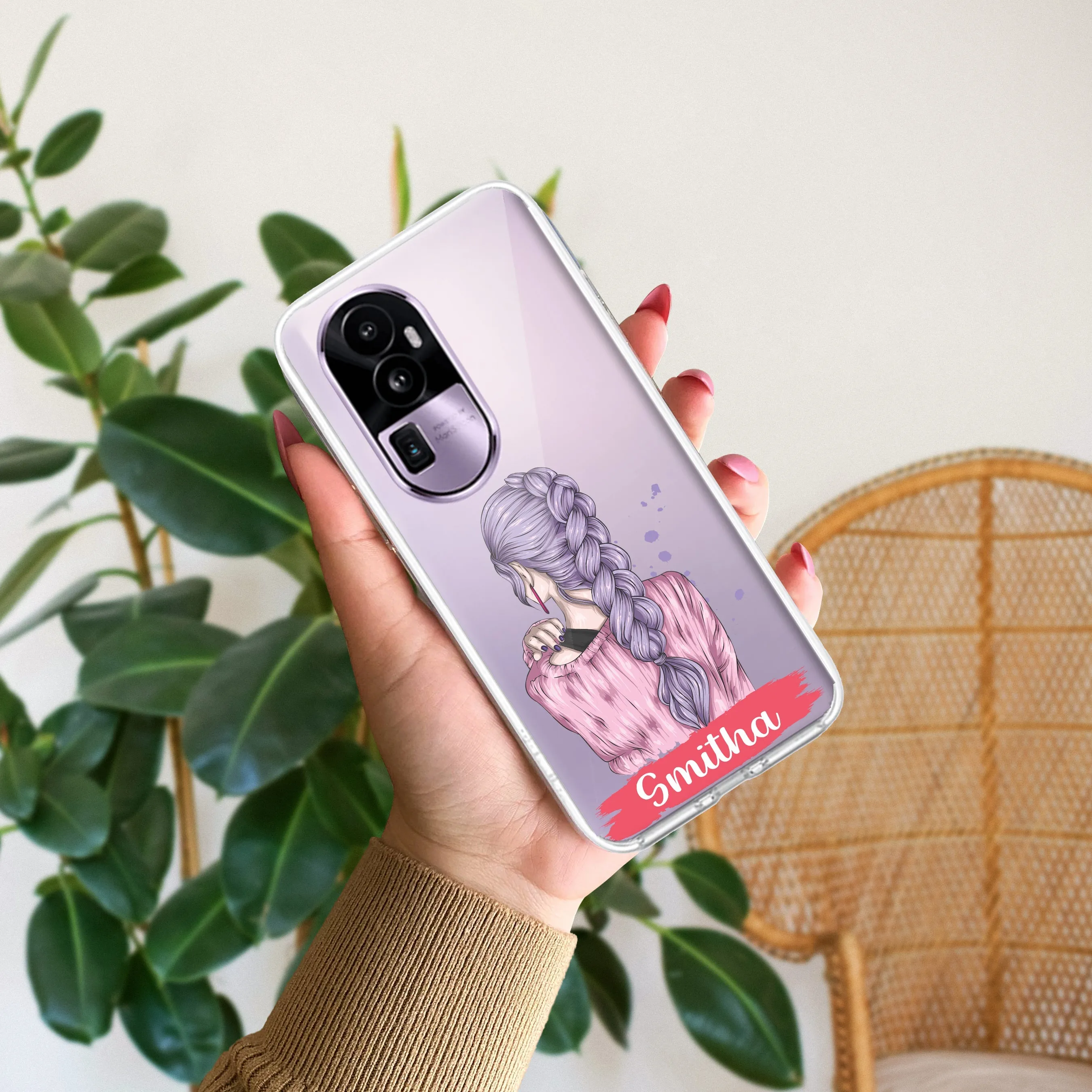 Braid Girl Customize Transparent Silicon Case For Oppo