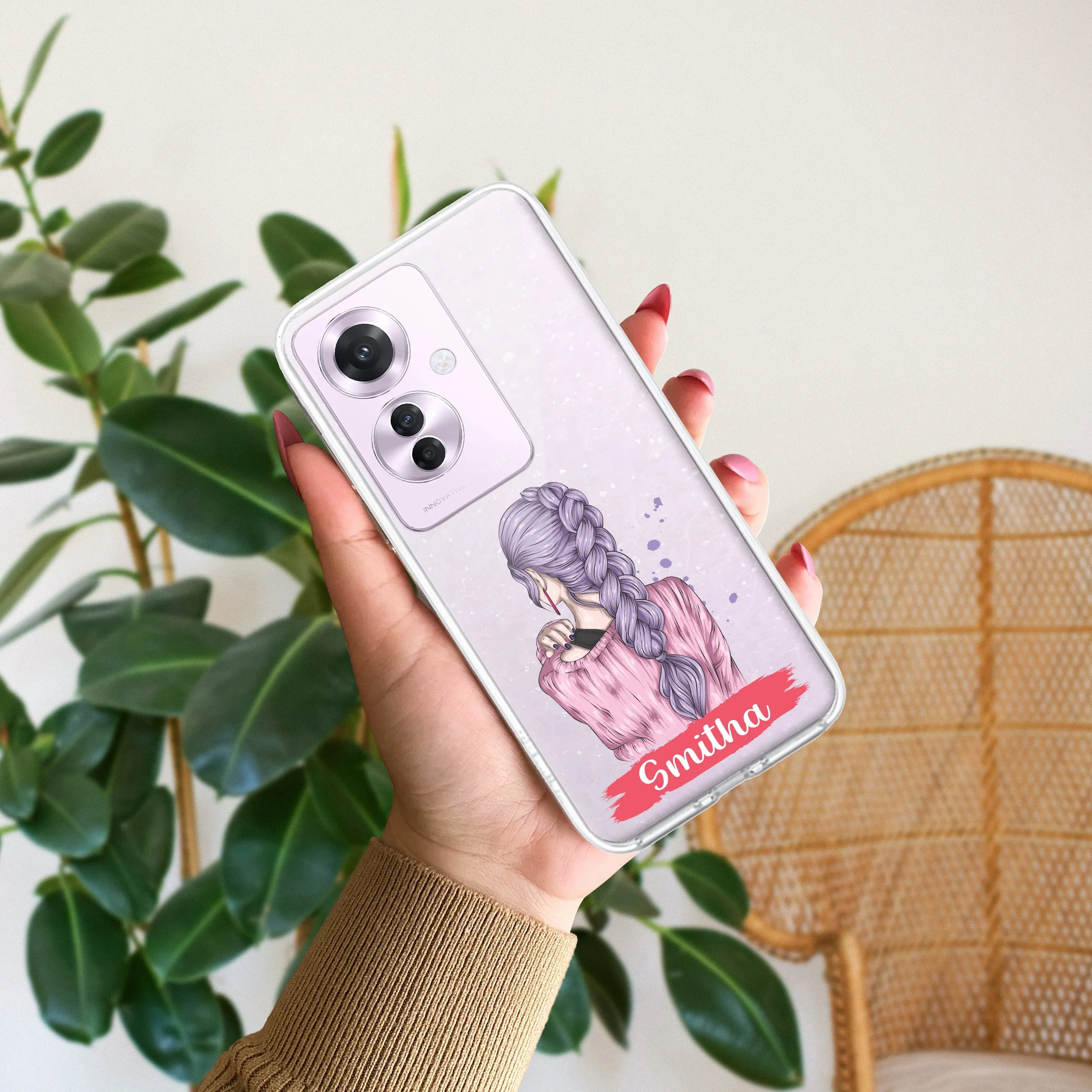 Braid Girl Customize Transparent Silicon Case For Oppo