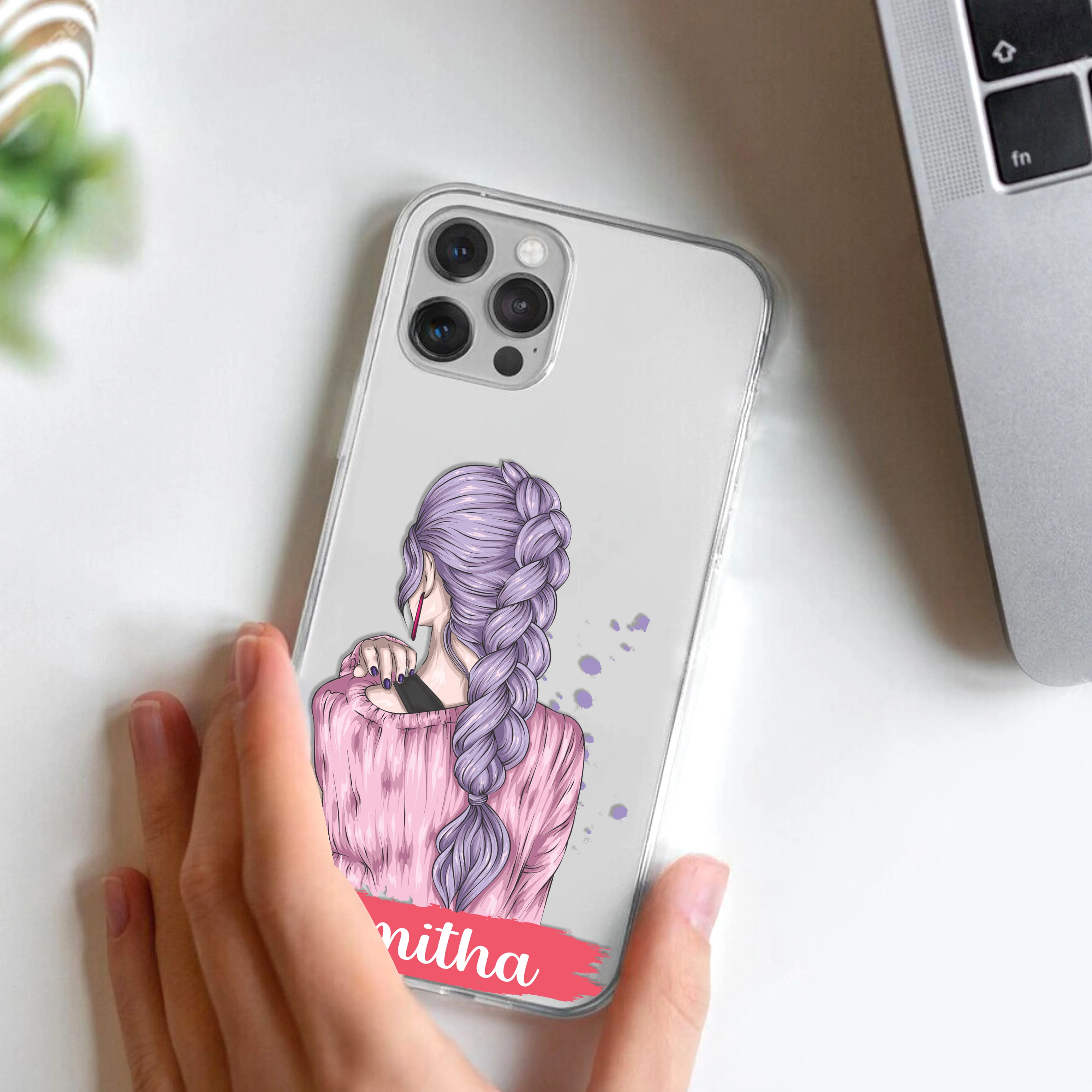 Braid Girl Customize Transparent Silicon Case For Oppo