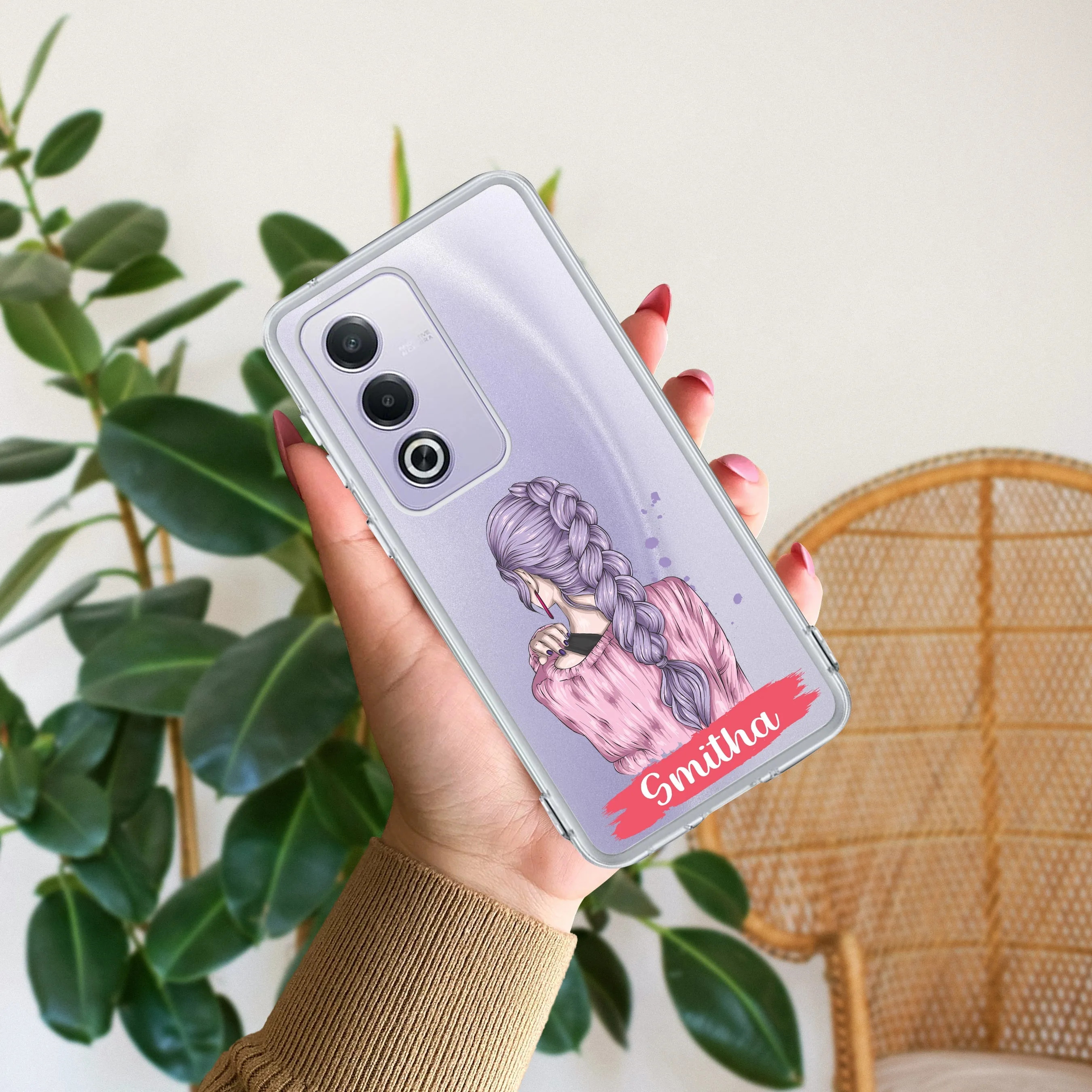 Braid Girl Customize Transparent Silicon Case For Oppo