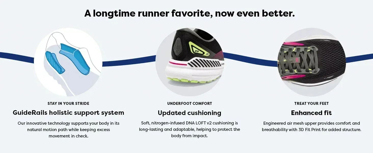 Brooks Men’s Adrenaline GTS 23 Offers A Lightweight Design and Maximum Stability for Your Runs Men Shoes