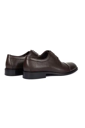 Brown Classic Lace-Up Shoes in 100% Genuine Leather, Brown Aniline