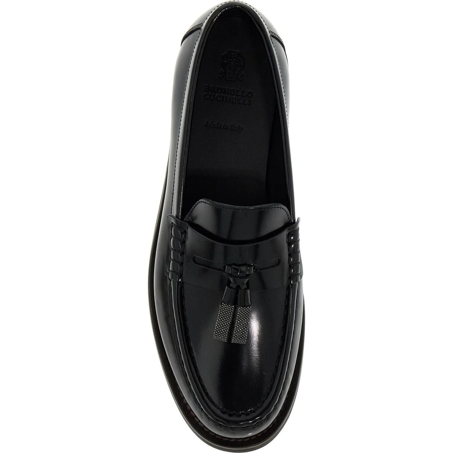 Brunello Cucinelli minimal shiny tassel calfskin loafer