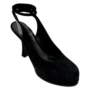 Casadei Black Suede Platform Wrap Pumps