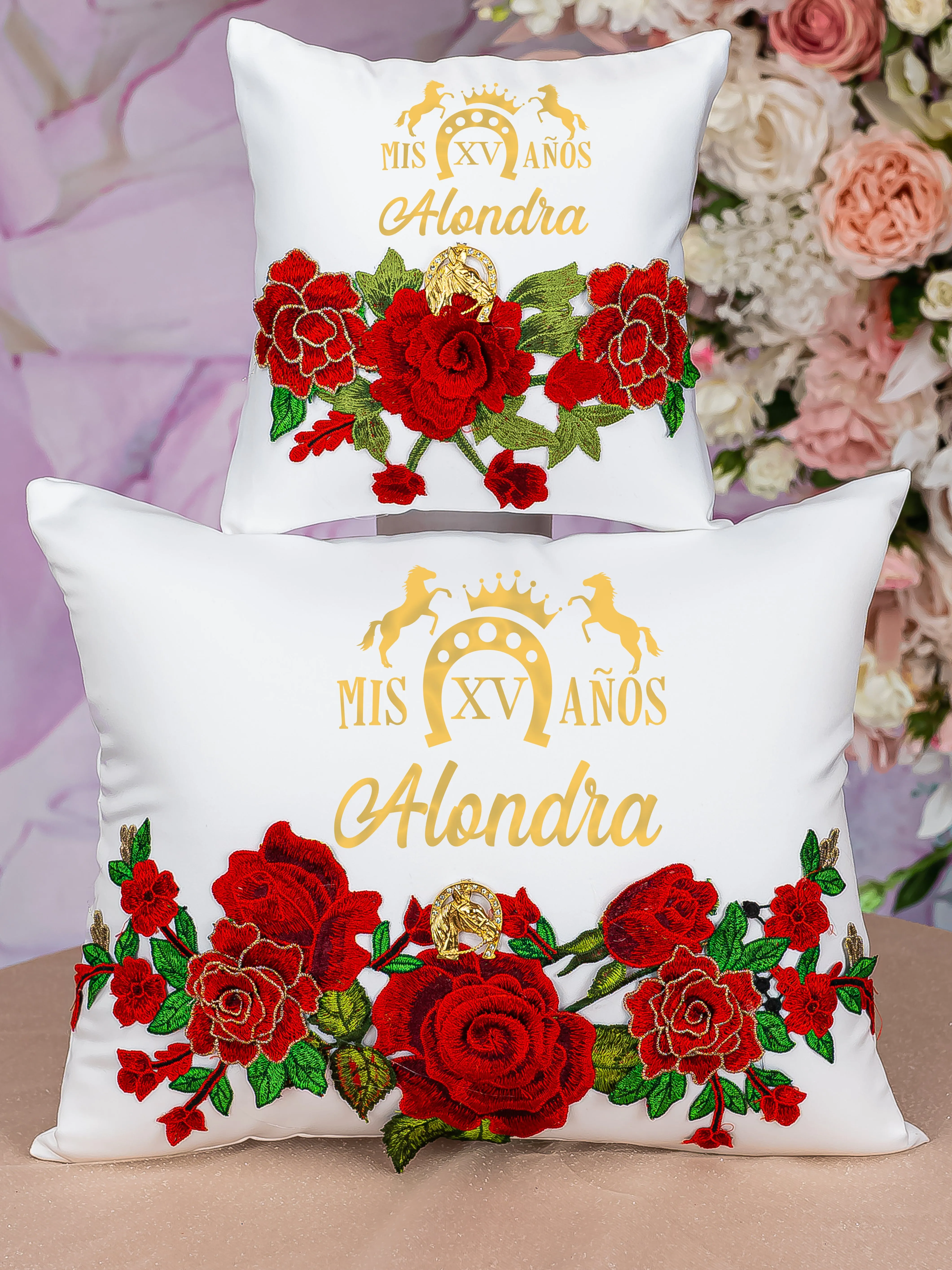 Charro quinceanera kneeling pillow, shoes pillow