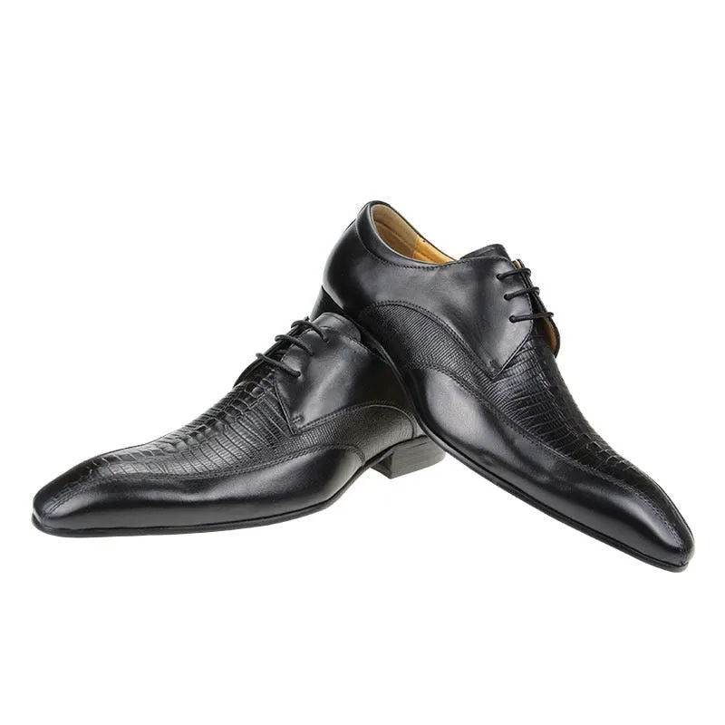 Chic CrocTex Pointed Toe Derby Dress Shoes