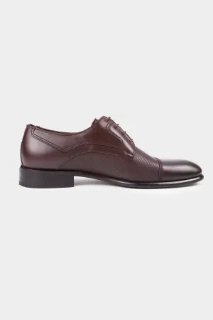 Classic 100% Genuine Leather Brown Aniline Lace-Up Shoes