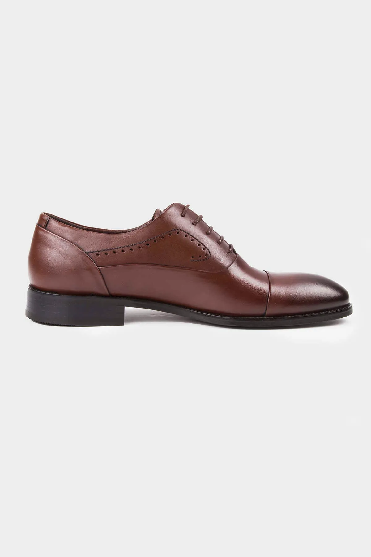 Classic 100% Genuine Leather Brown Cap Toe Lace-Up Shoes