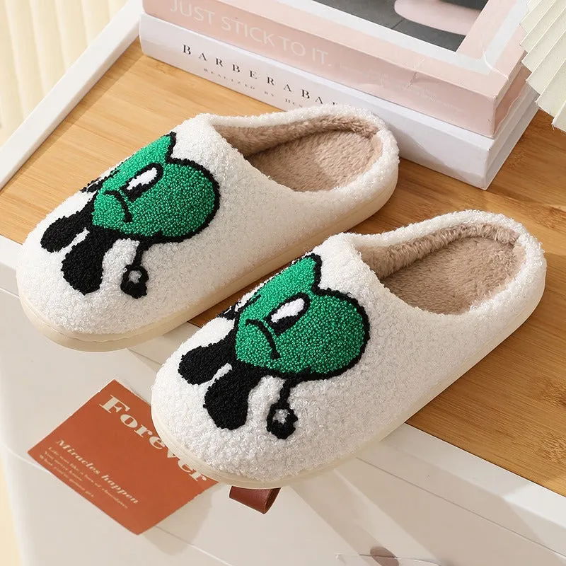 Cotton slippers for women in winter, thick soles for anti slip, bad at home, rabbit heart, Mr. Mao slippers for men, couple cartoon warmth