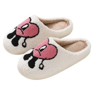 Cotton slippers for women in winter, thick soles for anti slip, bad at home, rabbit heart, Mr. Mao slippers for men, couple cartoon warmth