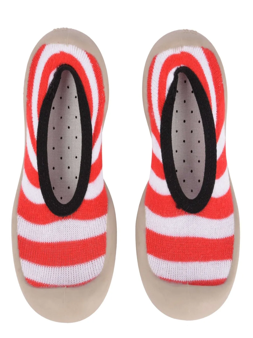 Cozy Red and White Striped Shoe Socks for Boys