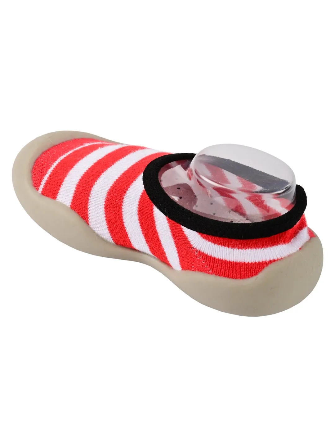 Cozy Red and White Striped Shoe Socks for Boys