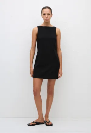 Crepe Mini Shift Dress - Black