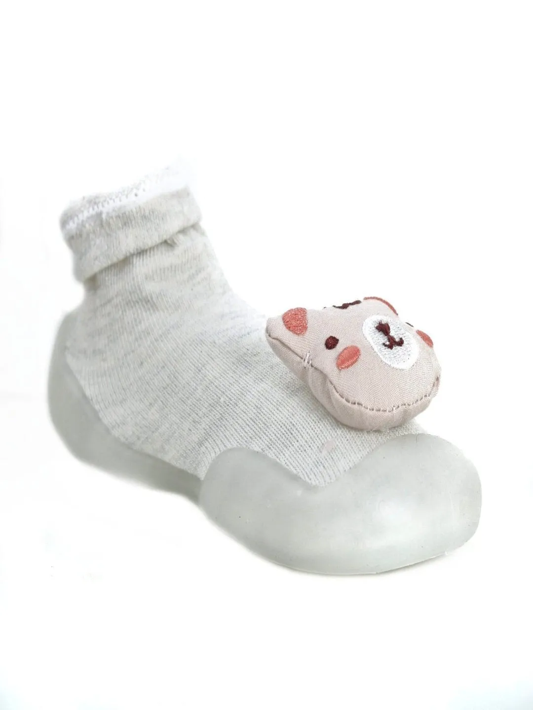 Cuddly Comfort: Grey Teddy Bear Shoe Socks