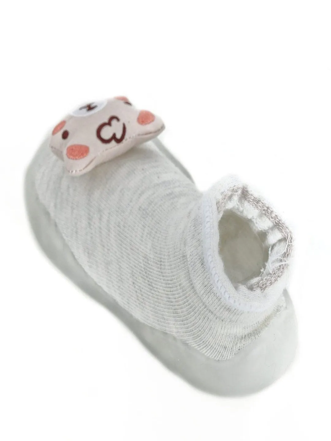 Cuddly Comfort: Grey Teddy Bear Shoe Socks