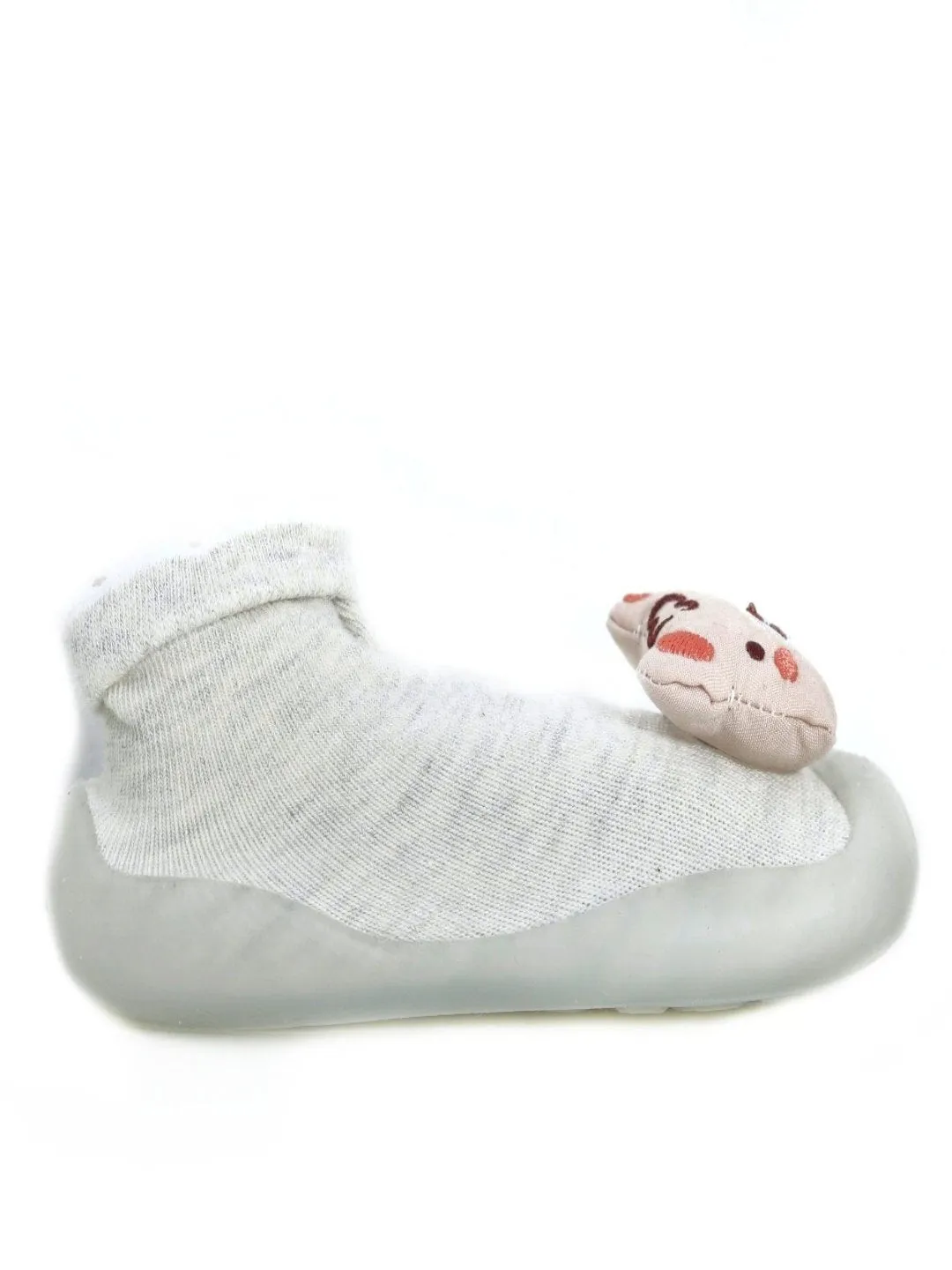 Cuddly Comfort: Grey Teddy Bear Shoe Socks